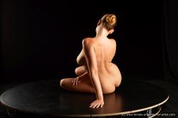 Nude Woman White Sitting poses - ALL Slim long brown Standard Photoshoot Pinup